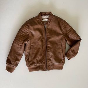 Boy faux leather bomber jacket